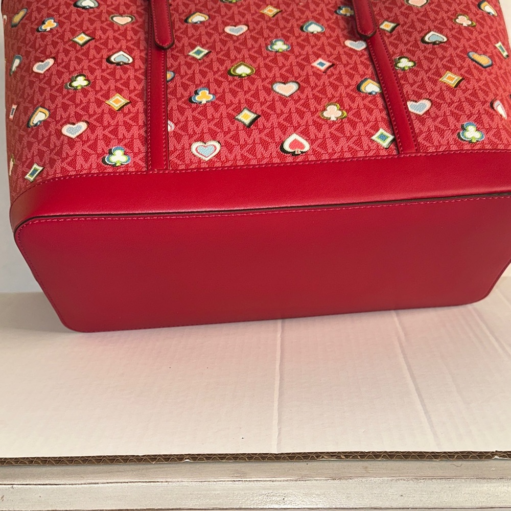 Michael Kors Red‎ Tote with Heart and Diamond Accents - Picture 5 of 9